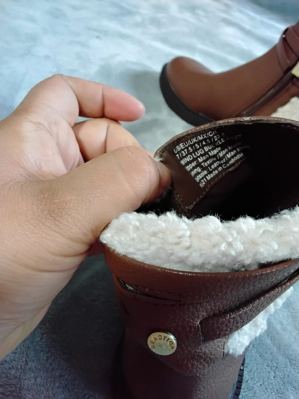 Kenneth Cole Reaction Brown Faux-Shearling Ankle Booties